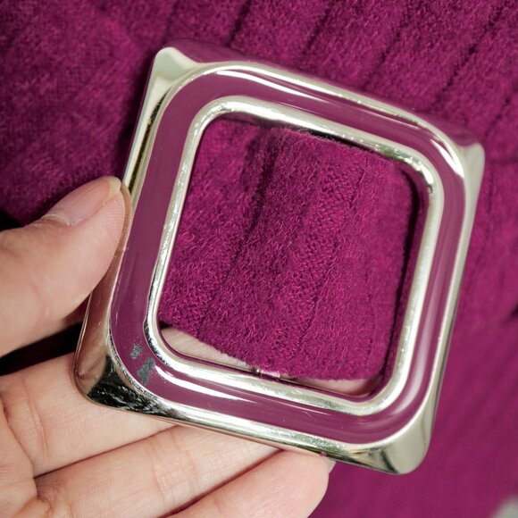 Fuchsia Belted Off the Shoulder Sweater 🍇 FRANK LYMAN - Picture 3 of 8